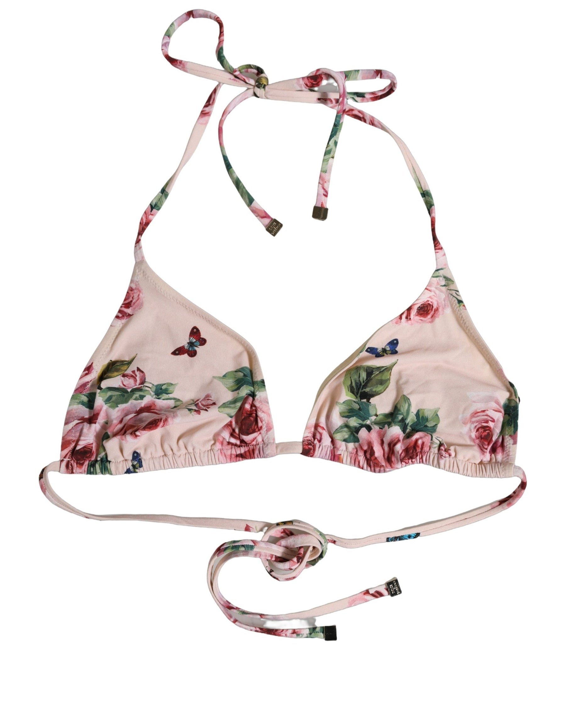 Dolce & Gabbana Pink Nylon Floral Halter Beachwear Bikini Top | Regal Royce