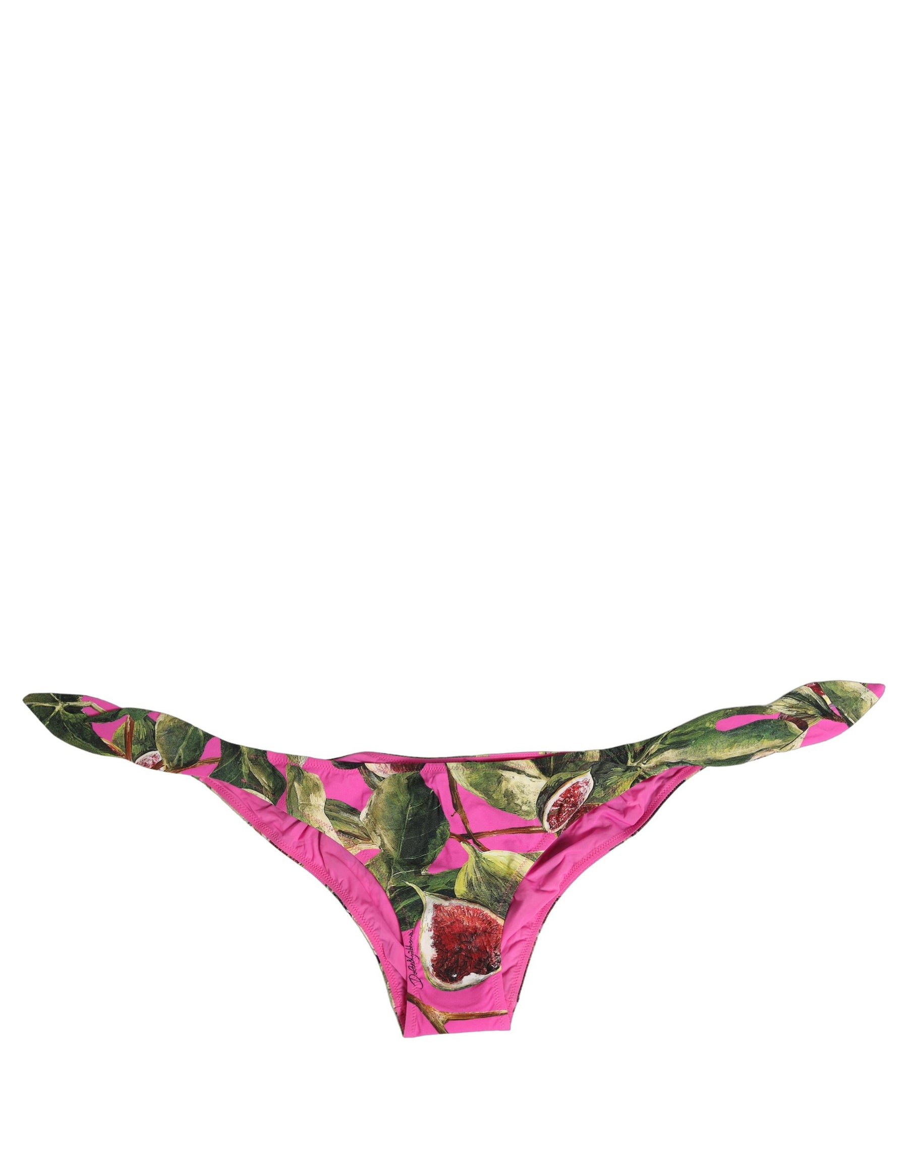 Dolce & Gabbana Fuchsia Pink Fig Print Beachwear Bikini Bottom | Regal Royce