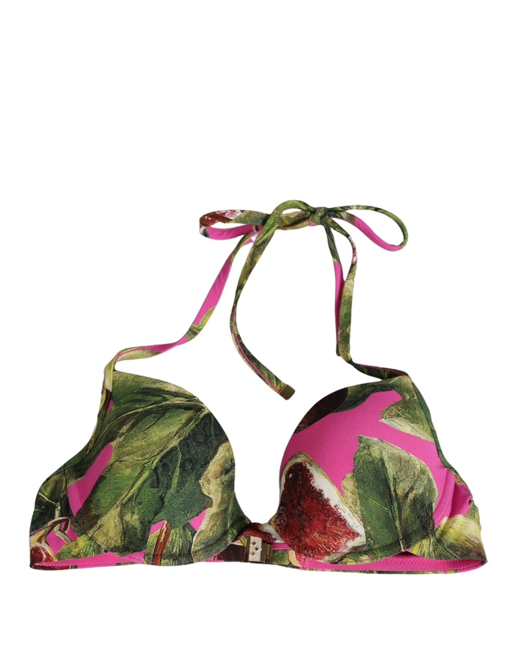 Dolce & Gabbana Fuchsia Pink Fig Print Beachwear Bikini Top | Regal Royce