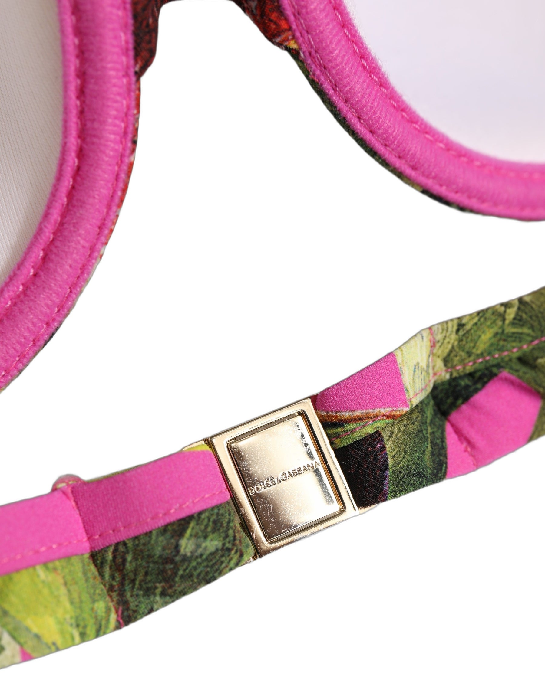 Dolce & Gabbana Fuchsia Pink Fig Print Beachwear Bikini Top | Regal Royce