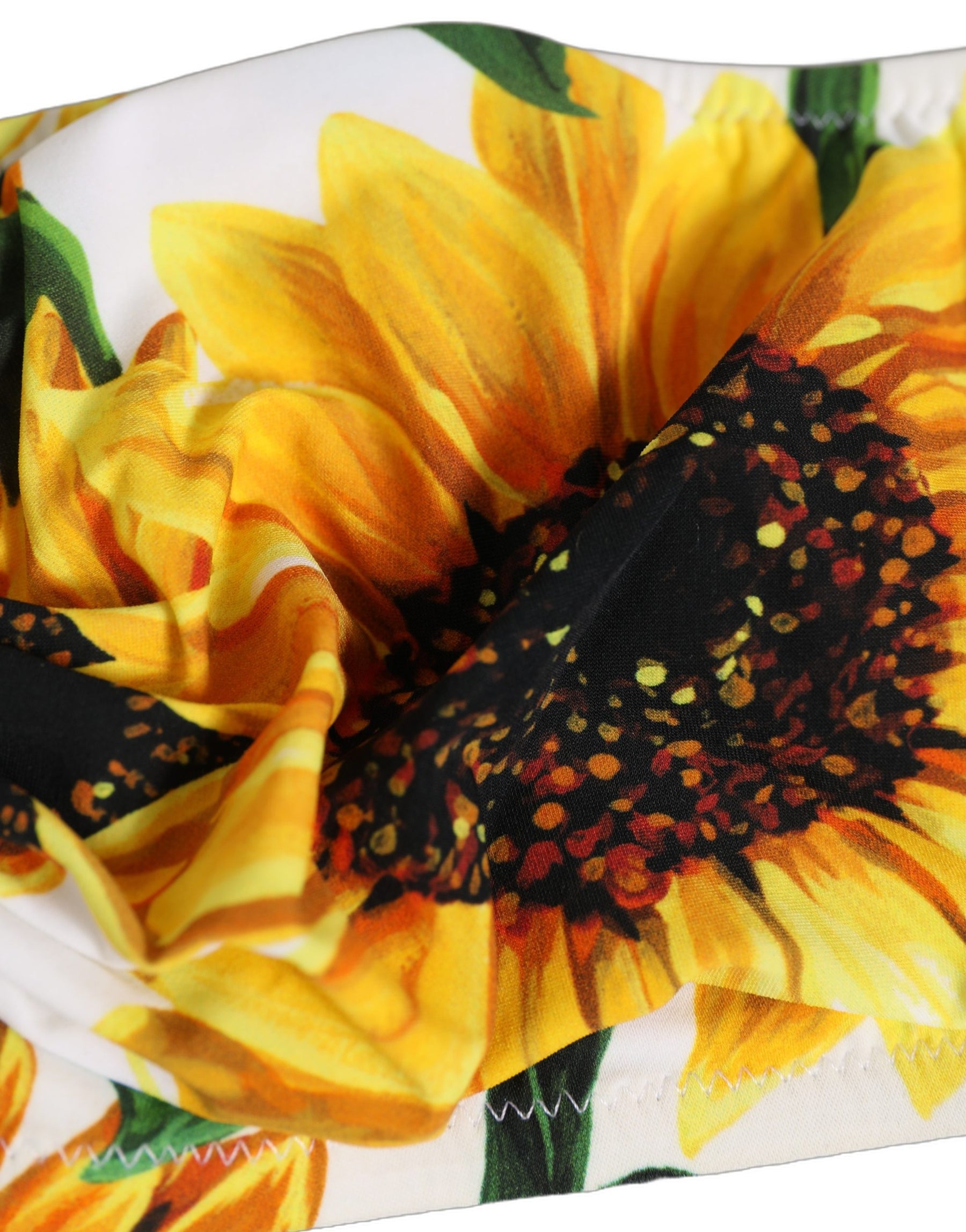 Dolce & Gabbana White Sunflower Print Bandeau Beachwear Bikini Top | Regal Royce