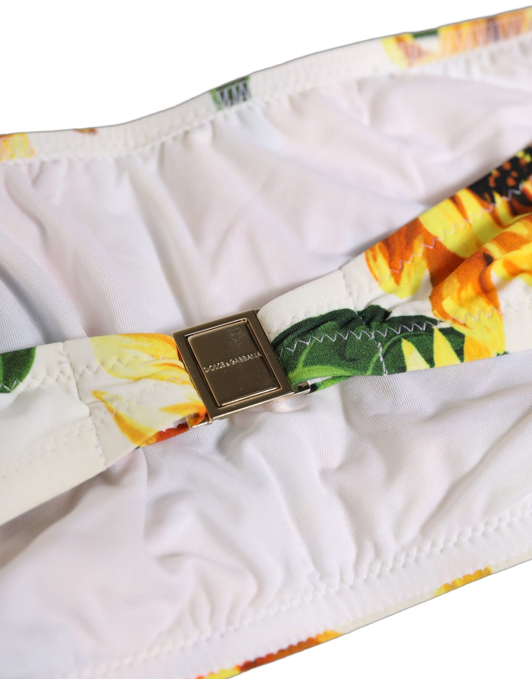 Dolce & Gabbana White Sunflower Print Bandeau Beachwear Bikini Top | Regal Royce
