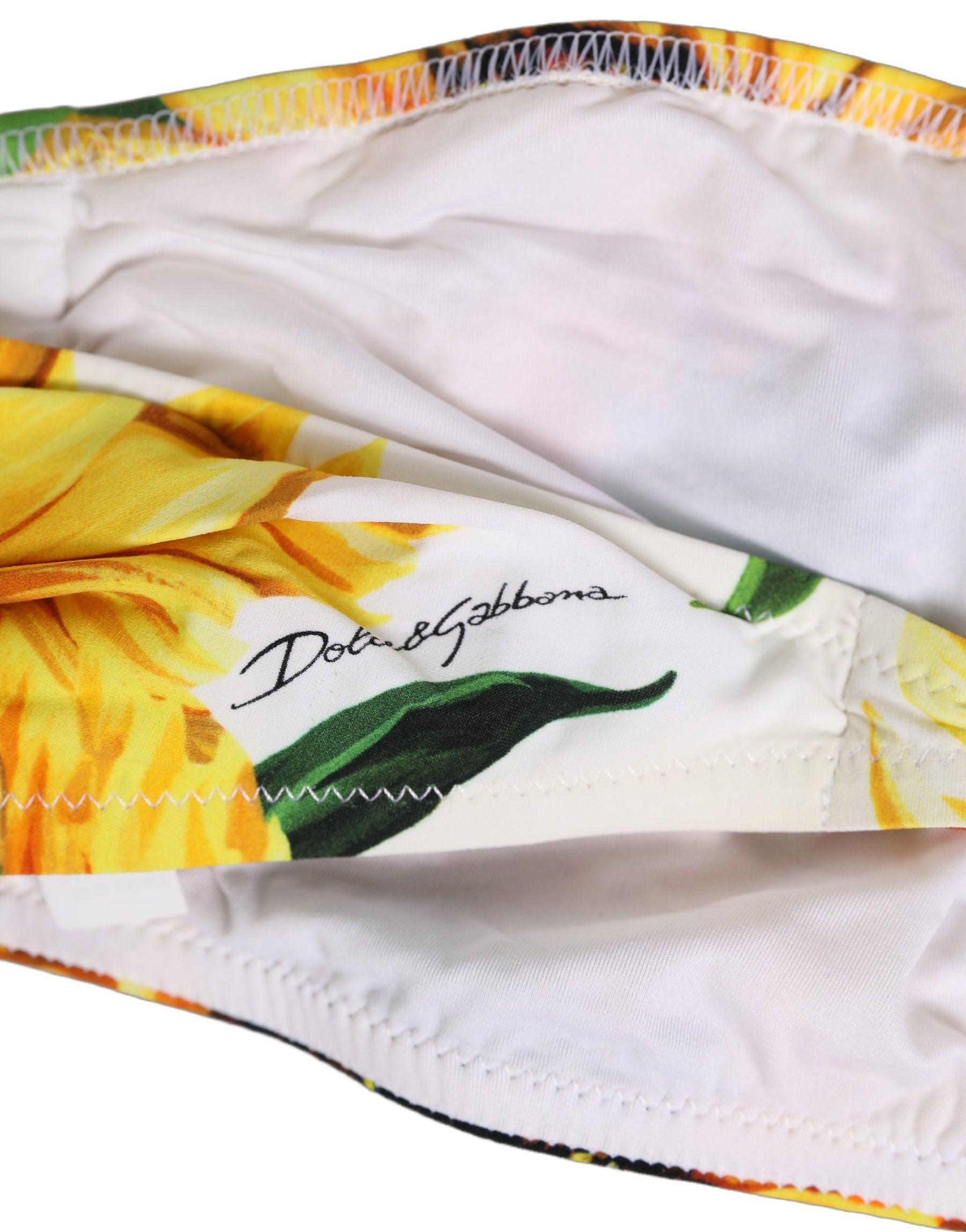Dolce & Gabbana White Sunflower Print Bandeau Beachwear Bikini Top | Regal Royce
