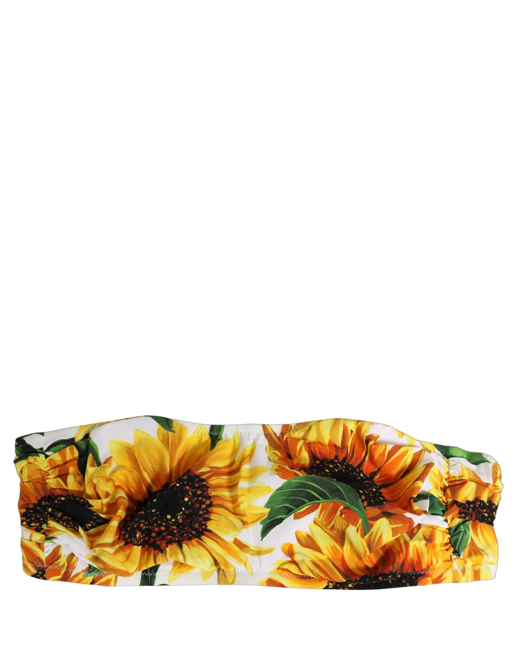 Dolce & Gabbana White Sunflower Print Bandeau Beachwear Bikini Top | Regal Royce
