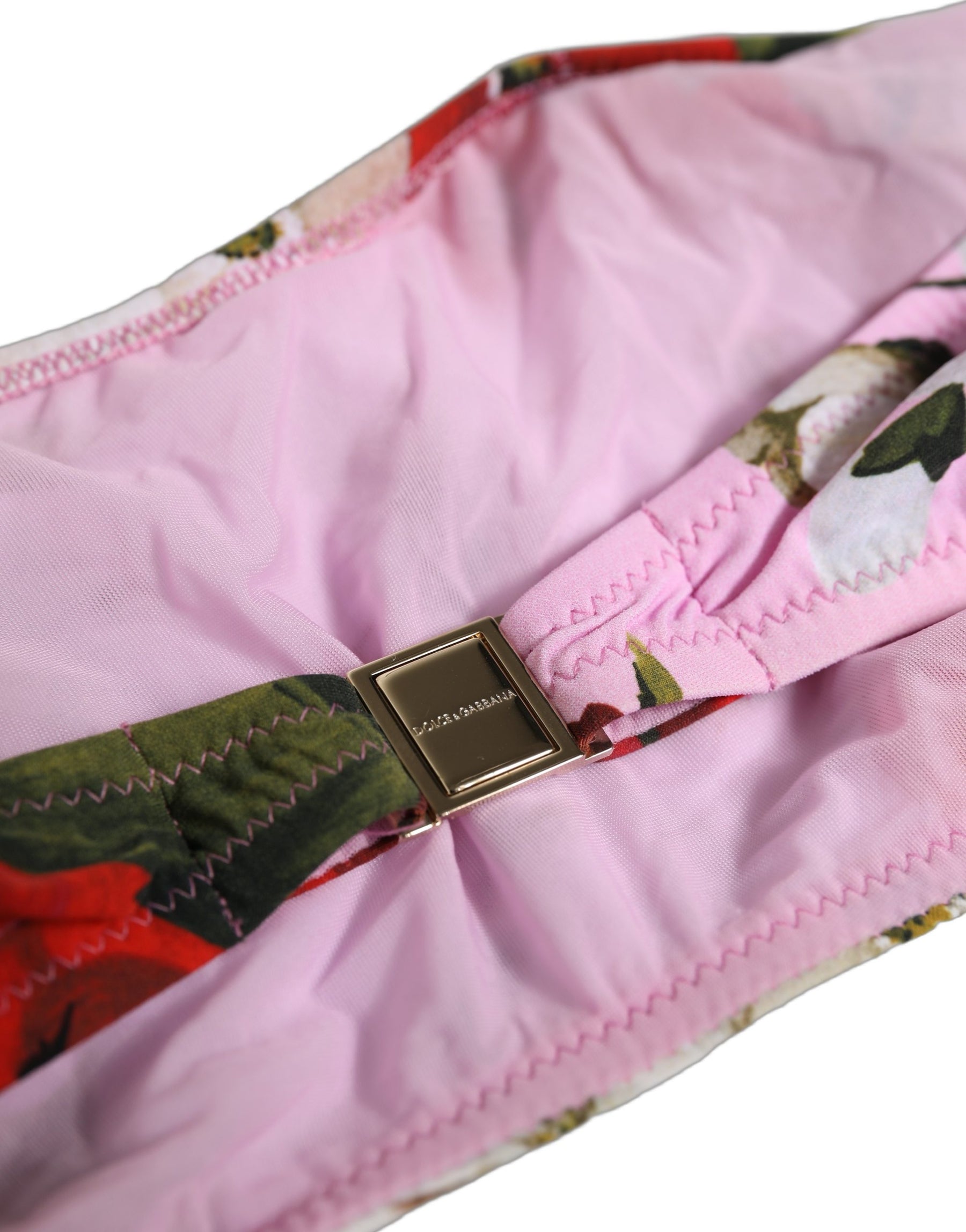 Dolce & Gabbana Pink Floral Print Bandeau Beachwear Bikini Top | Regal Royce