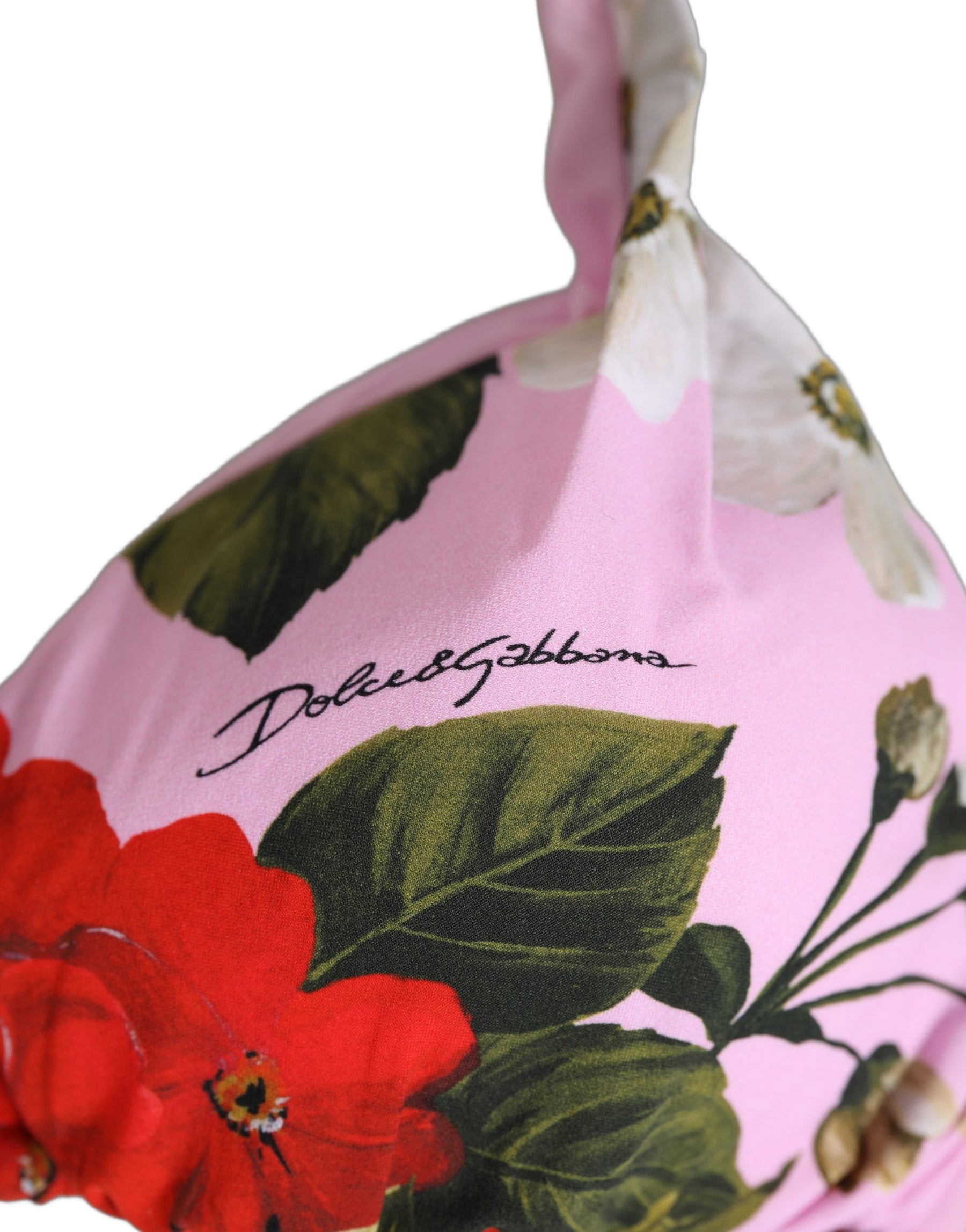 Dolce & Gabbana Pink Floral Print Triangle Beachwear Bikini Top | Regal Royce