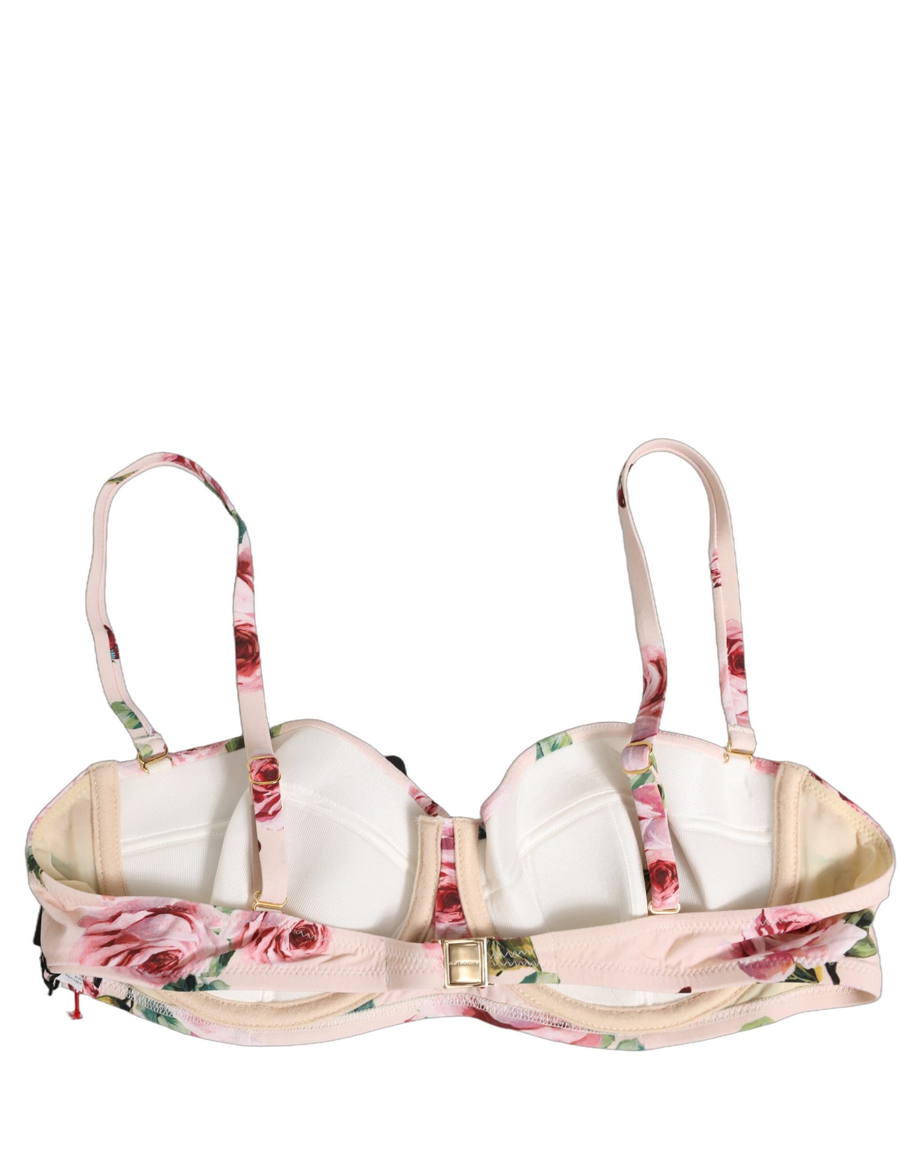 Dolce & Gabbana Pink Floral Print Underwire Beachwear Bikini Top | Regal Royce