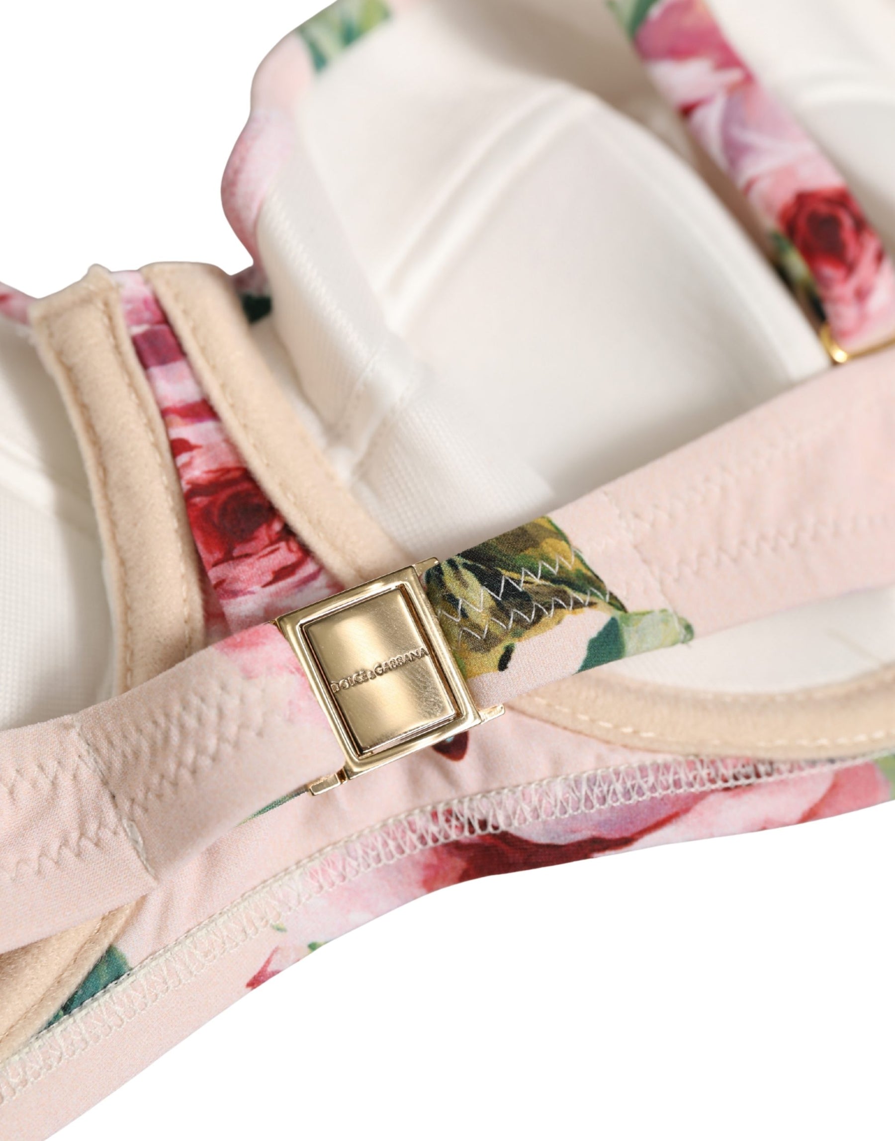 Dolce & Gabbana Pink Floral Print Underwire Beachwear Bikini Top | Regal Royce