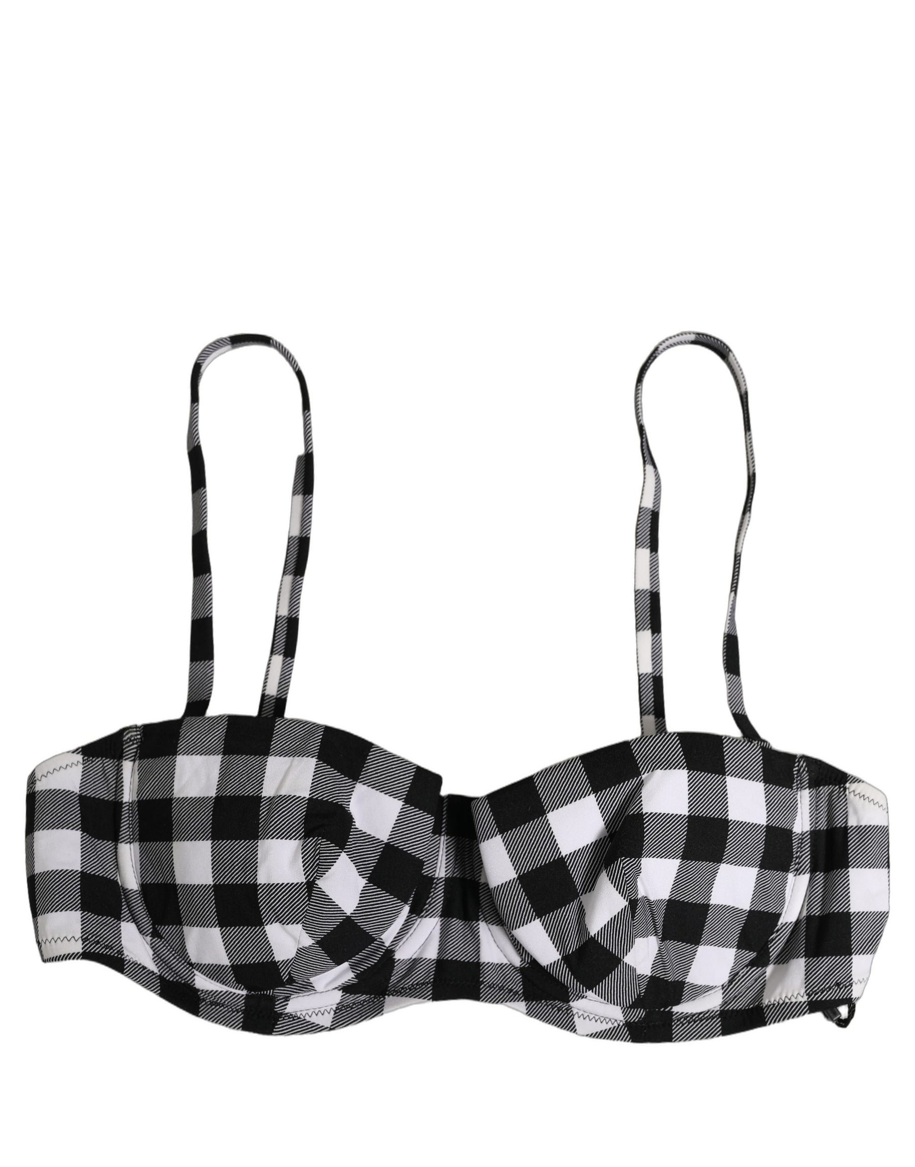 Dolce & Gabbana Black White Gingham Check Beachwear Bikini Top | Regal Royce