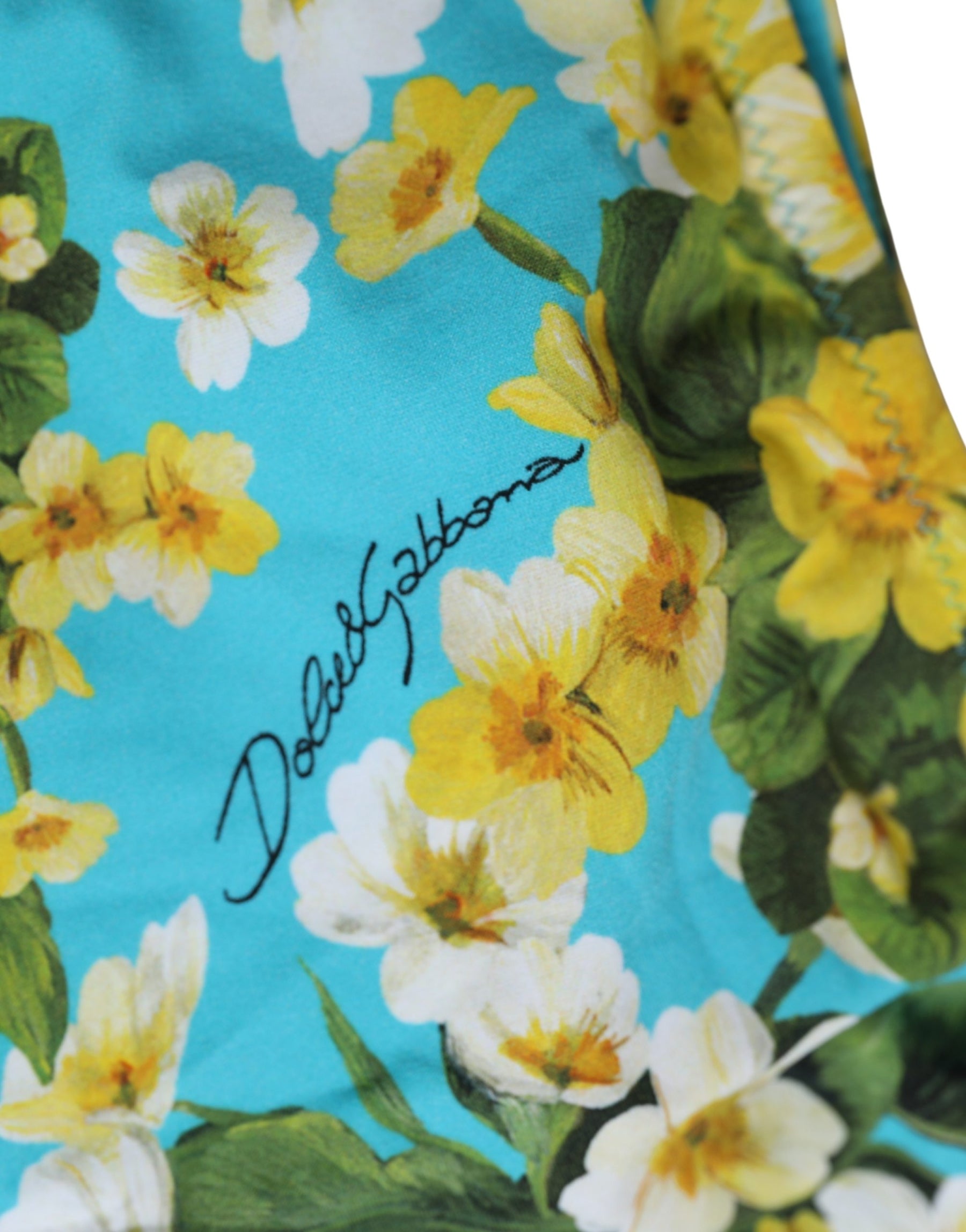 Dolce & Gabbana Blue Floral Print Nylon Beachwear Bikini Bottom | Regal Royce