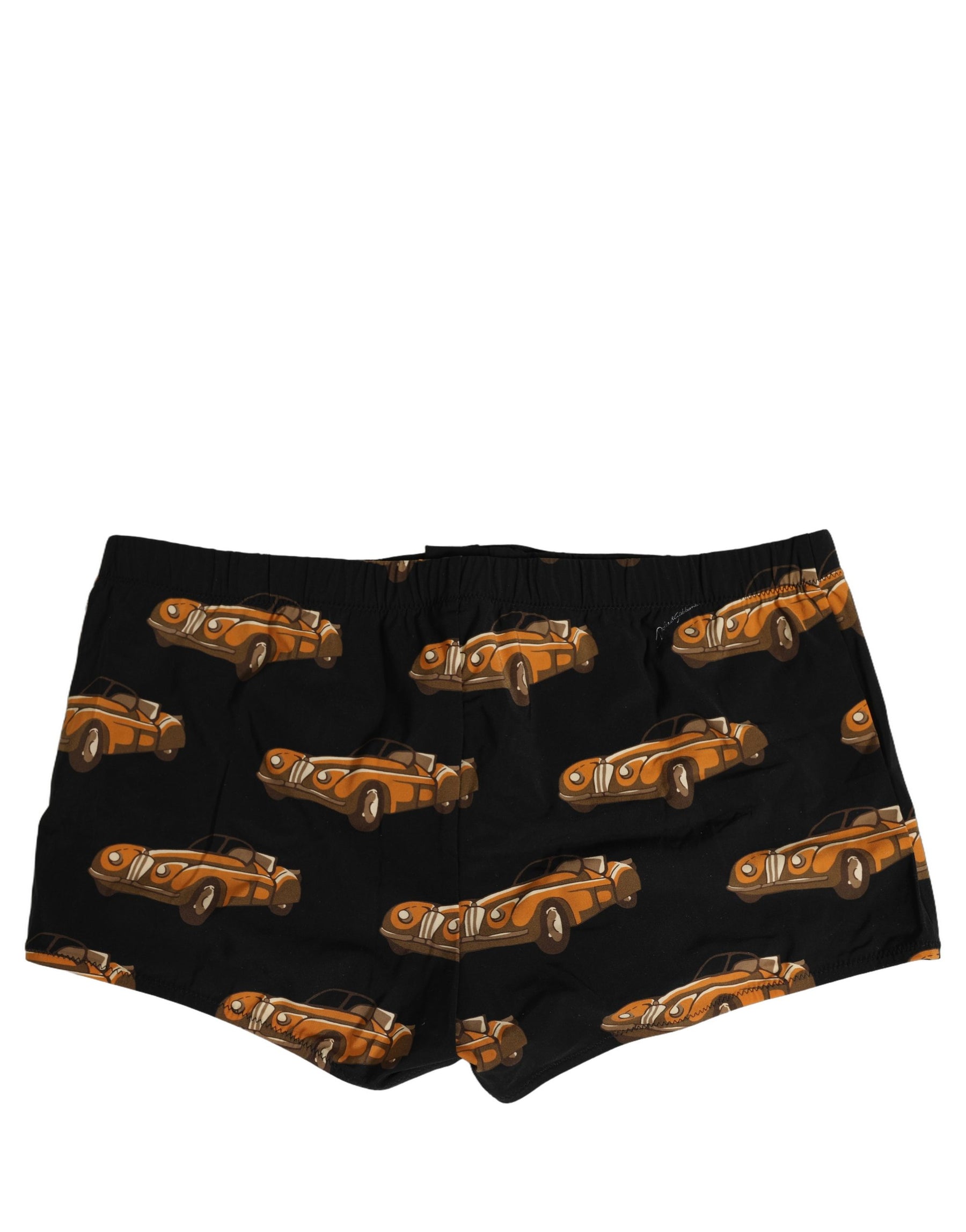 Dolce & Gabbana Black Car Print Swim Trunk Beachwear Swimwear | Regal Royce