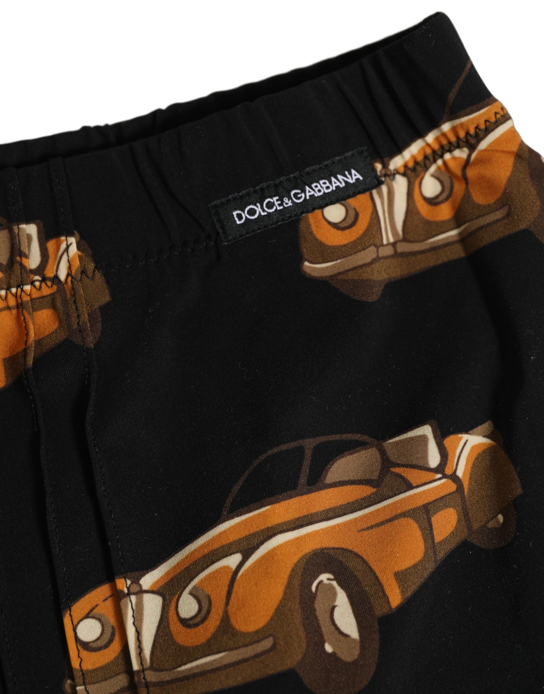 Dolce & Gabbana Black Car Print Swim Trunk Beachwear Swimwear | Regal Royce
