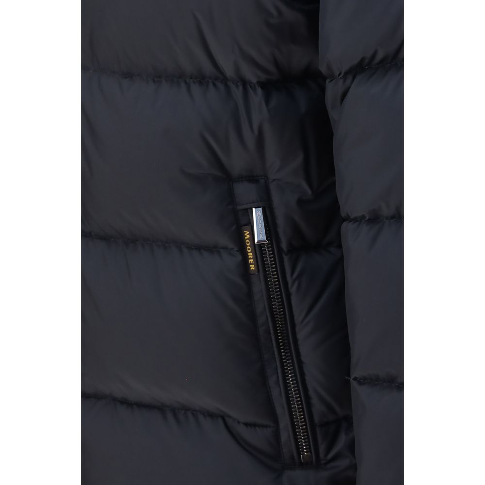 MooRER Blue Polyamide Full-Length Jacket | Regal Royce