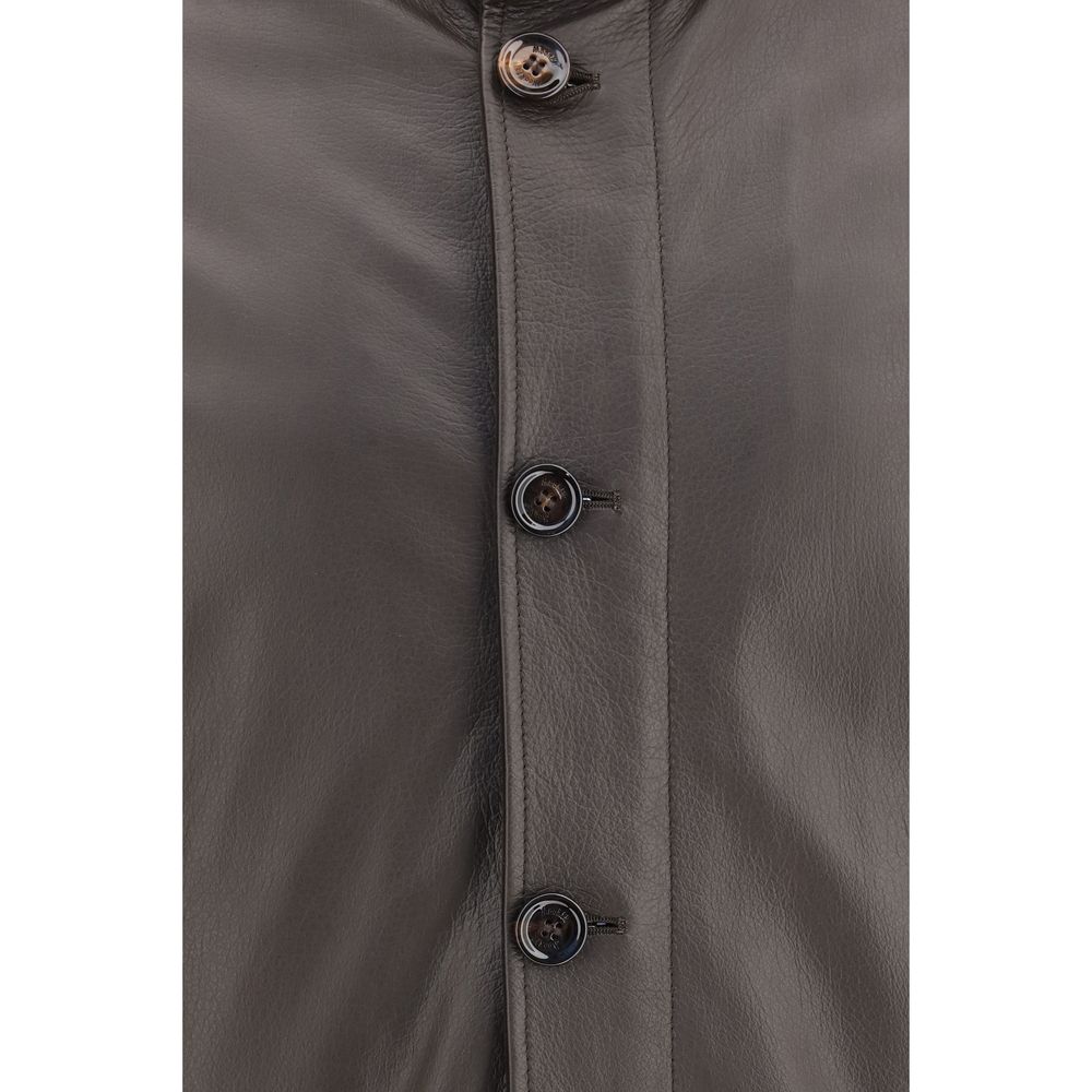 MooRER Brown Leather Full-Length Jacket | Regal Royce