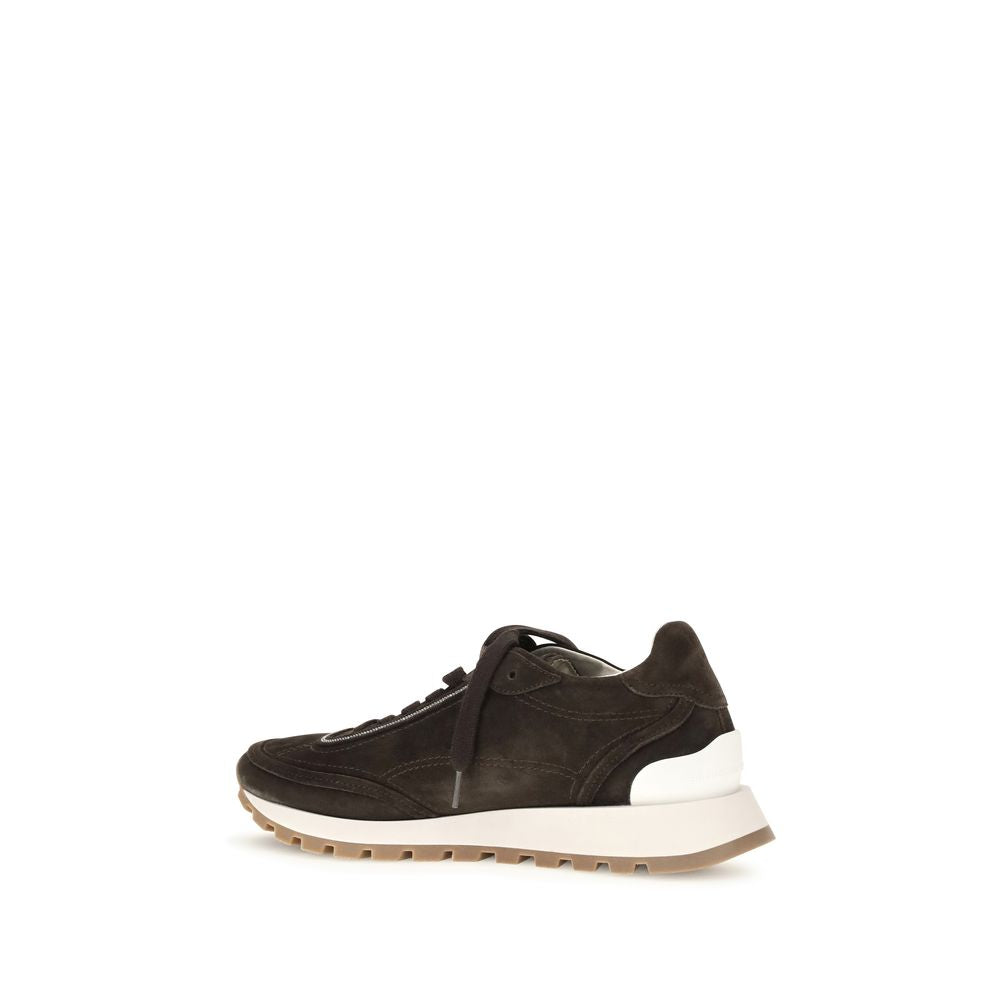 Brunello Cucinelli Brown Suede Leather Low Top Sneakers | Regal Royce
