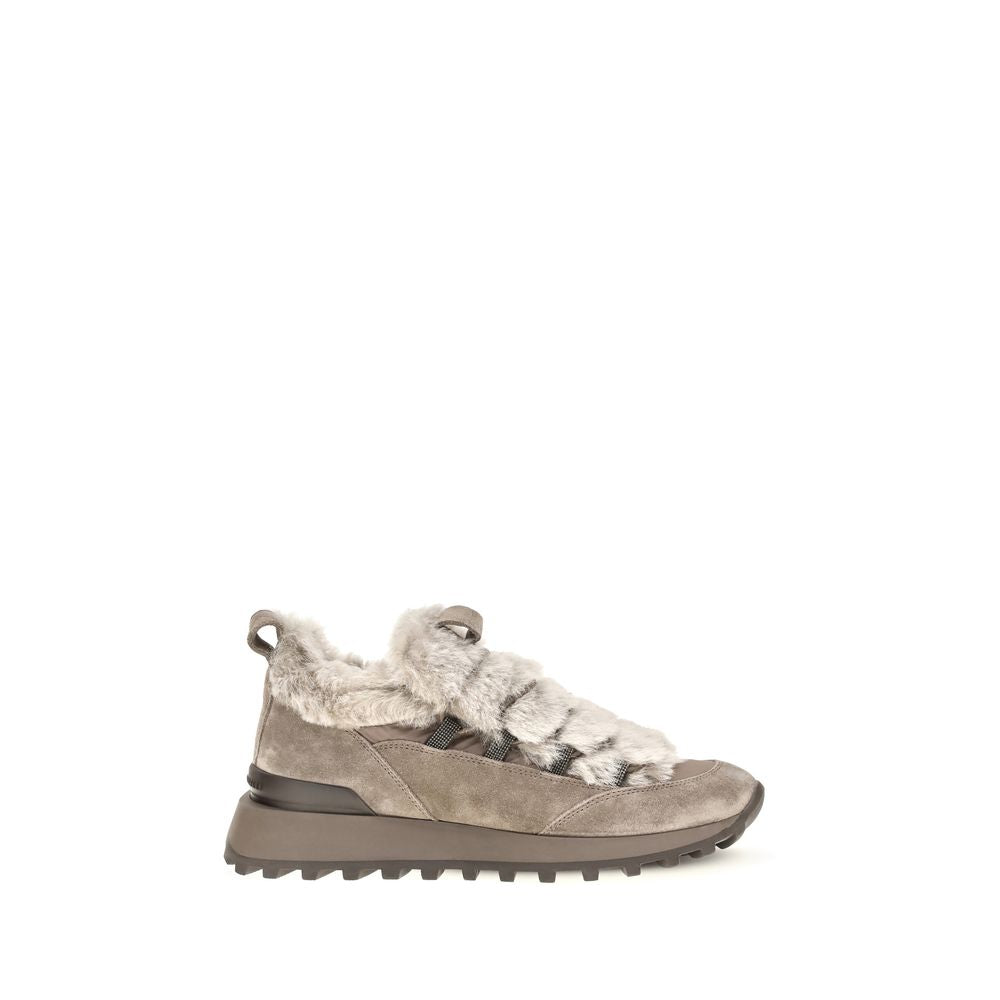 Brunello Cucinelli Gray Suede Leather Athletic Sneakers | Regal Royce