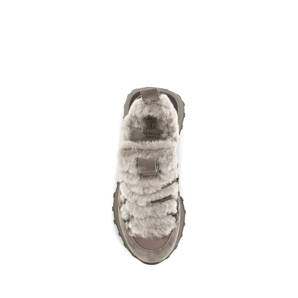 Brunello Cucinelli Gray Suede Leather Athletic Sneakers | Regal Royce