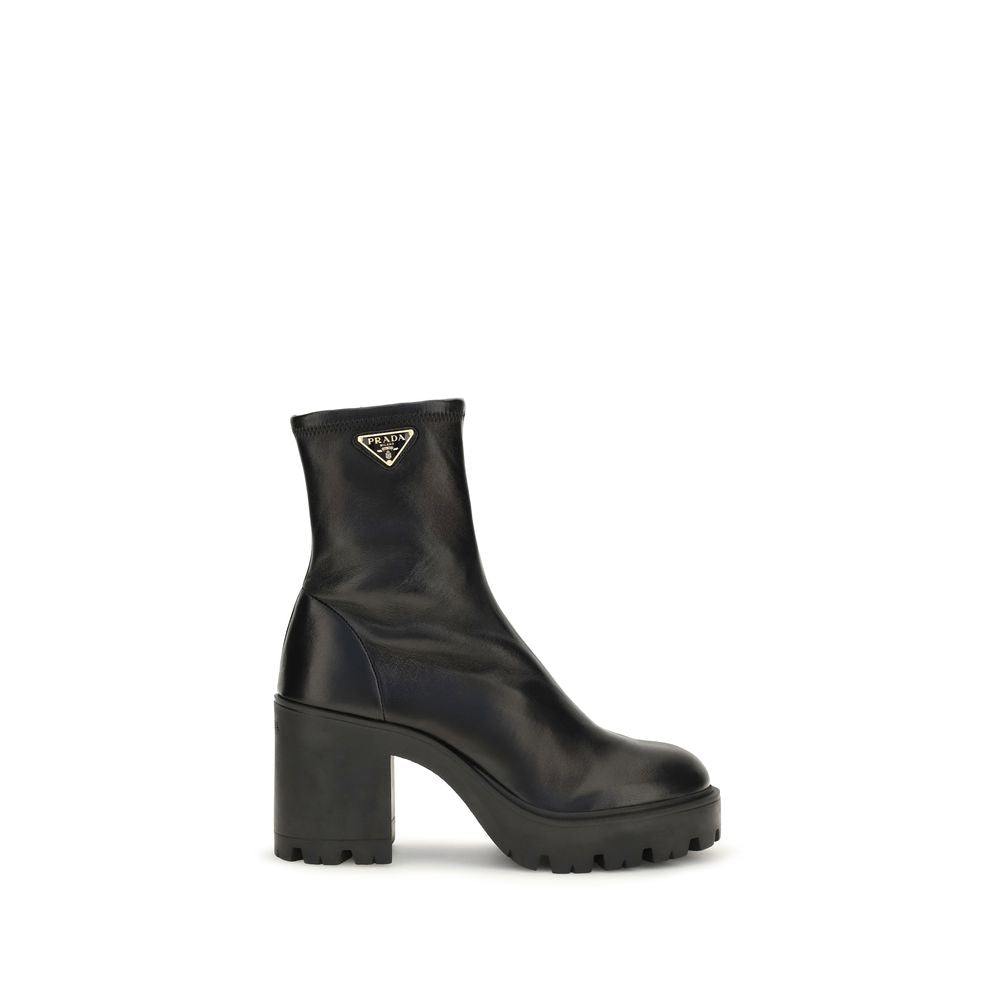 Prada Black Calf Leather Bos Taurus Ankle Boots | Regal Royce