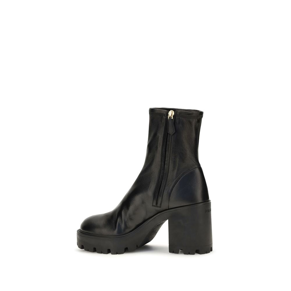 Prada Black Calf Leather Bos Taurus Ankle Boots | Regal Royce