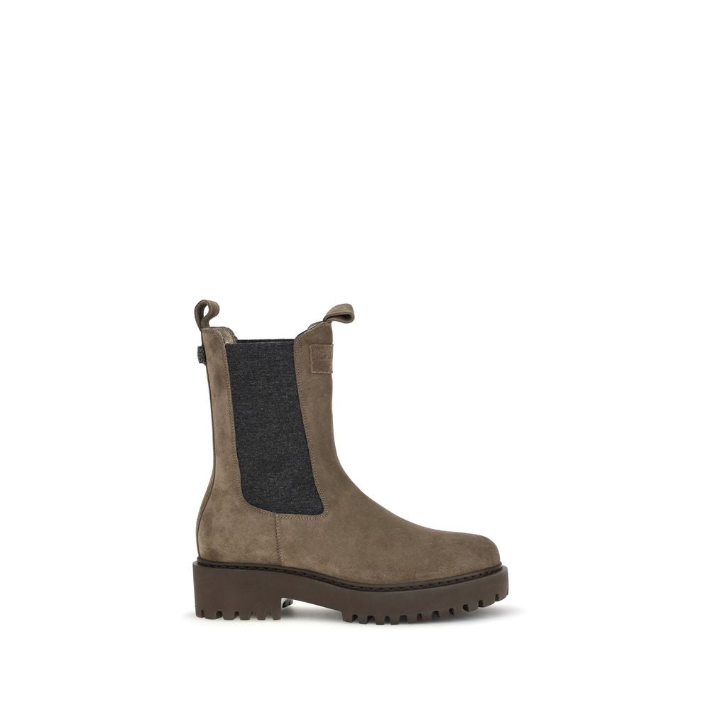 Brunello Cucinelli Brown Calf Leather Bos Taurus Ankle Boots | Regal Royce