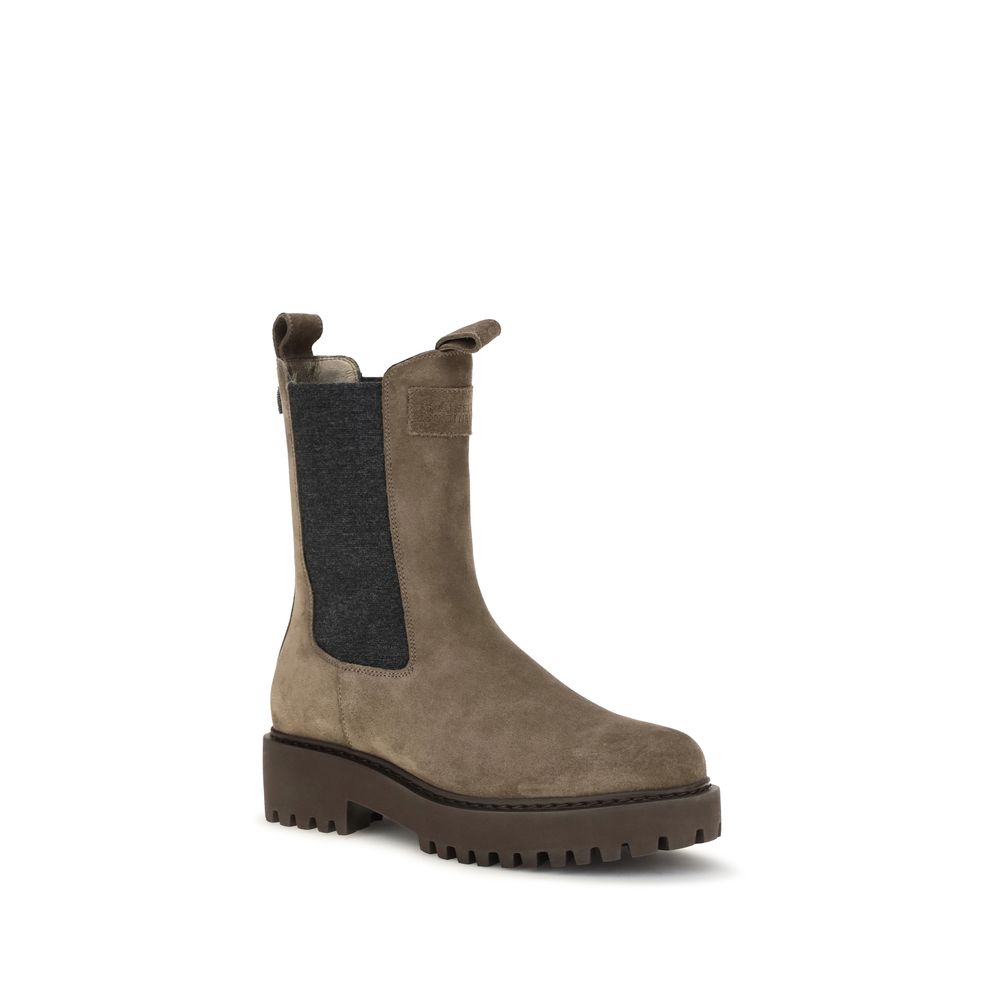 Brunello Cucinelli Brown Calf Leather Bos Taurus Ankle Boots | Regal Royce