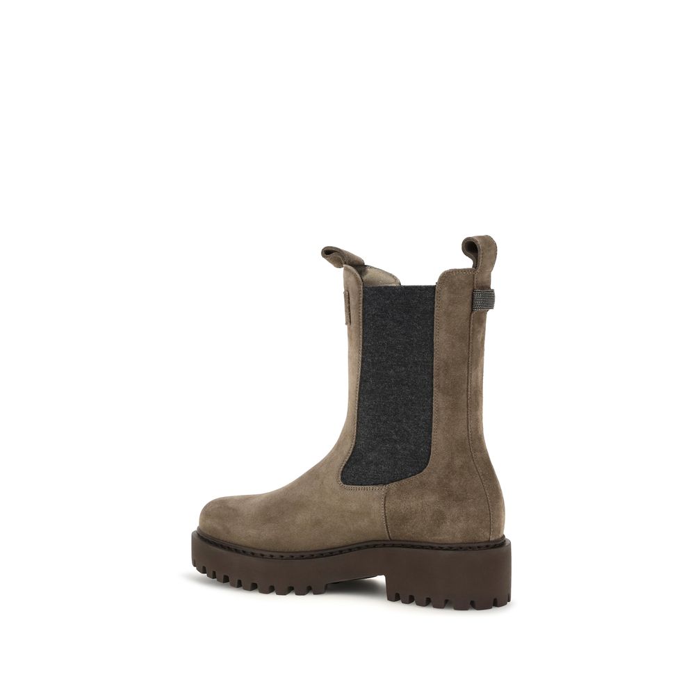 Brunello Cucinelli Brown Calf Leather Bos Taurus Ankle Boots | Regal Royce