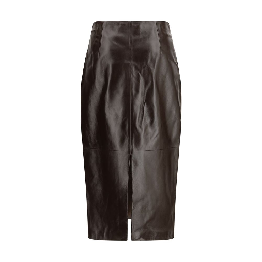 Arma Brown Leather Long Skirt | Regal Royce