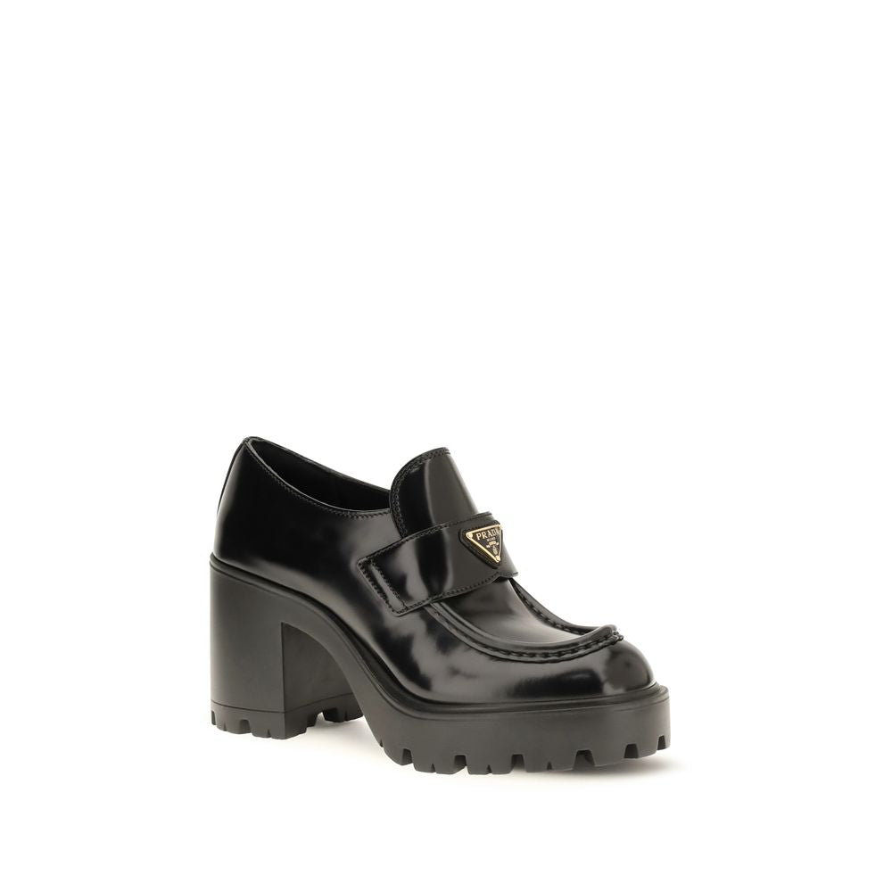 Prada Black Calf Leather Bos Taurus Platform Loafers | Regal Royce