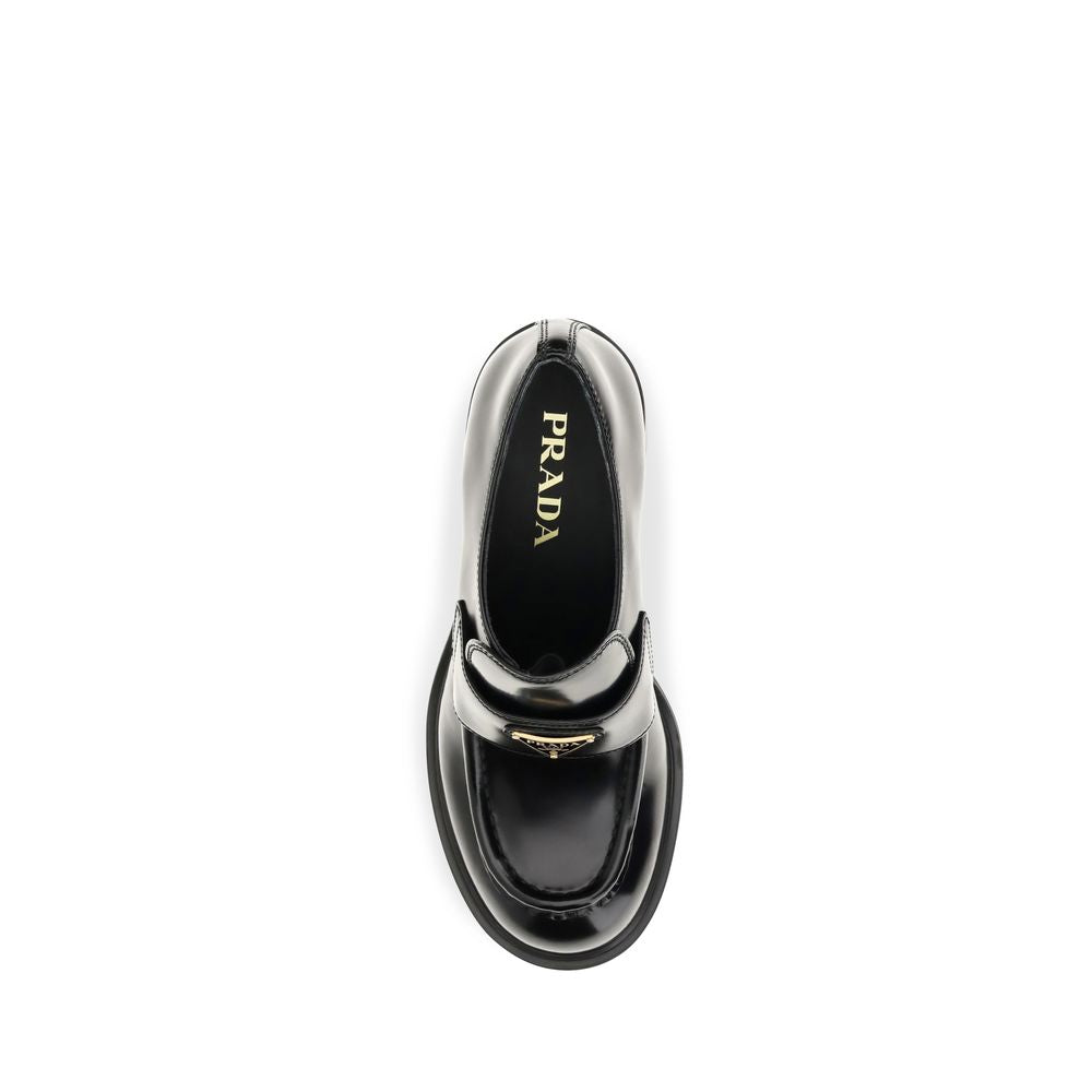 Prada Black Calf Leather Bos Taurus Platform Loafers | Regal Royce
