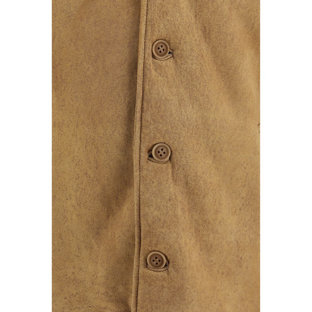 Salvatore Santoro Brown Leather Full-Length Jacket | Regal Royce