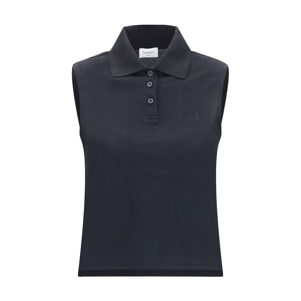 Saint Laurent Black Recycled Cotton Polo Shirt | Regal Royce
