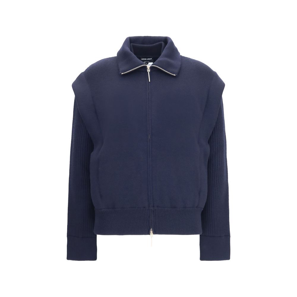 Giorgio Armani Blue Wool Oves Aries Bomber | Regal Royce