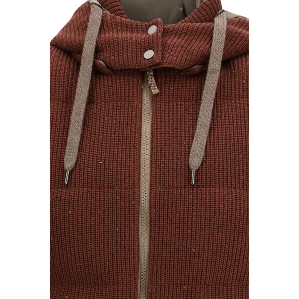 Brunello Cucinelli Brown Cotton Sleeveless Jacket | Regal Royce