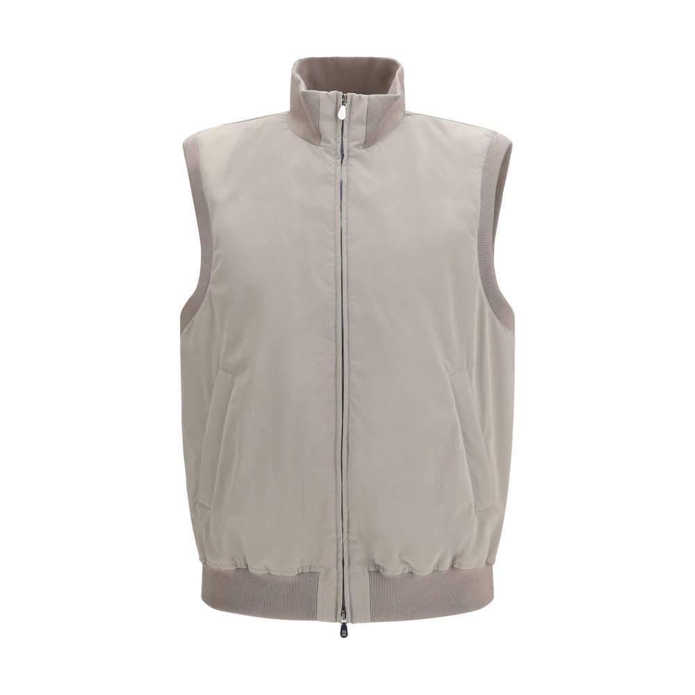 Brunello Cucinelli Gray Polyester Sleeveless Jacket | Regal Royce