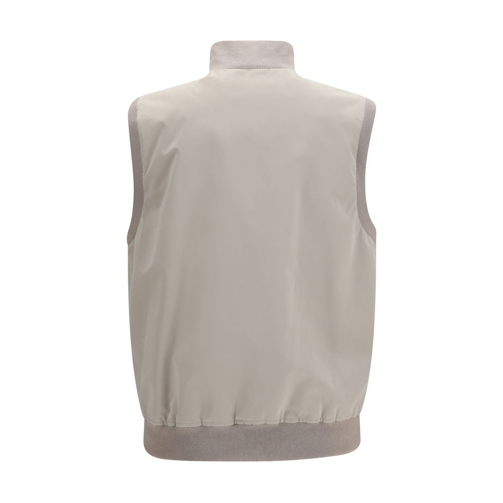 Brunello Cucinelli Gray Polyester Sleeveless Jacket | Regal Royce