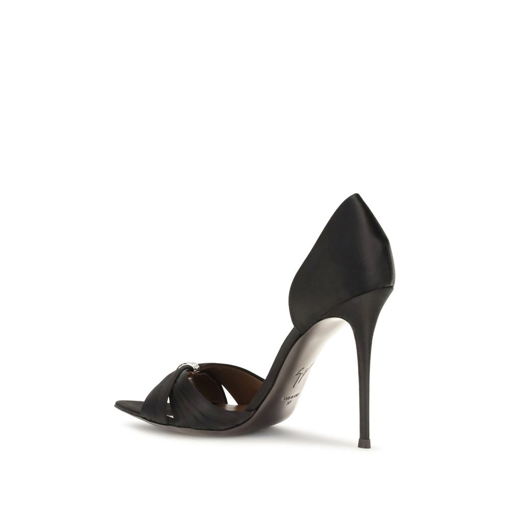 Giuseppe Zanotti Black Satin Stiletto Heel Sandals | Regal Royce