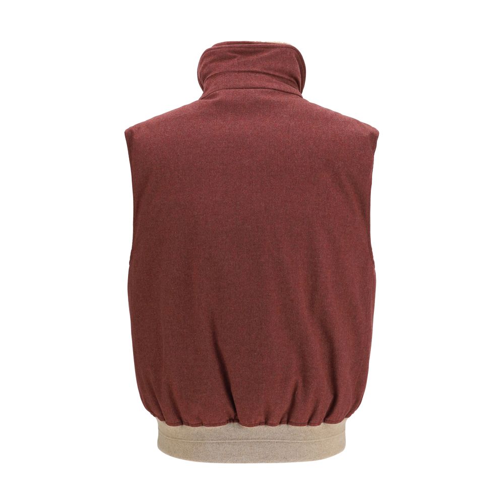 Brunello Cucinelli Bordeaux Wool Oves Aries Sleeveless Jacket | Regal Royce
