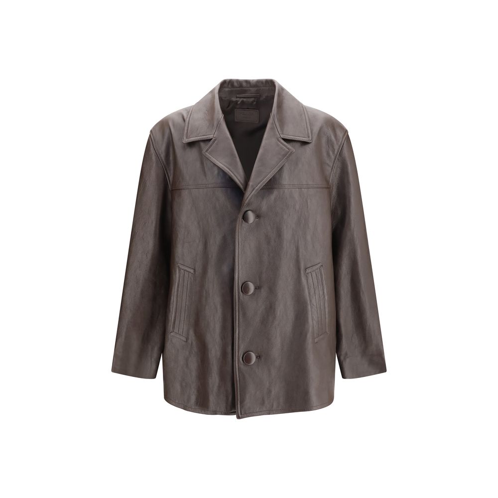 Saint Laurent Black Wool Oves Aries Leather Jacket | Regal Royce