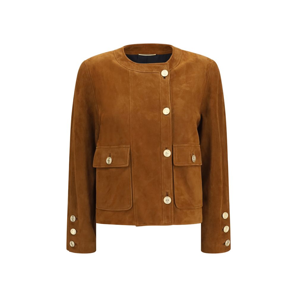 Saint Laurent Brown Lamb Ovis Aries Aries Full-Length Jacket | Regal Royce