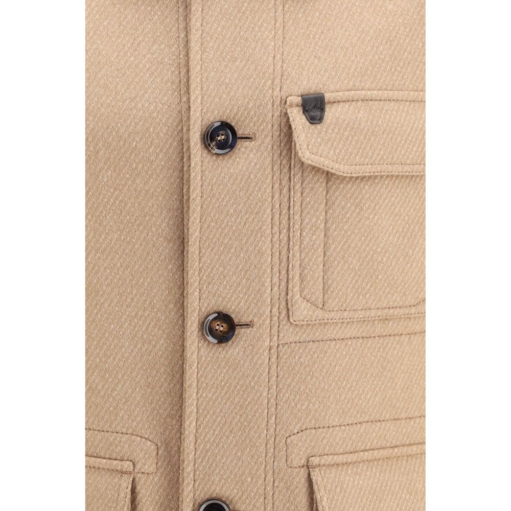 Brioni Beige Cashmere Leather Jacket | Regal Royce