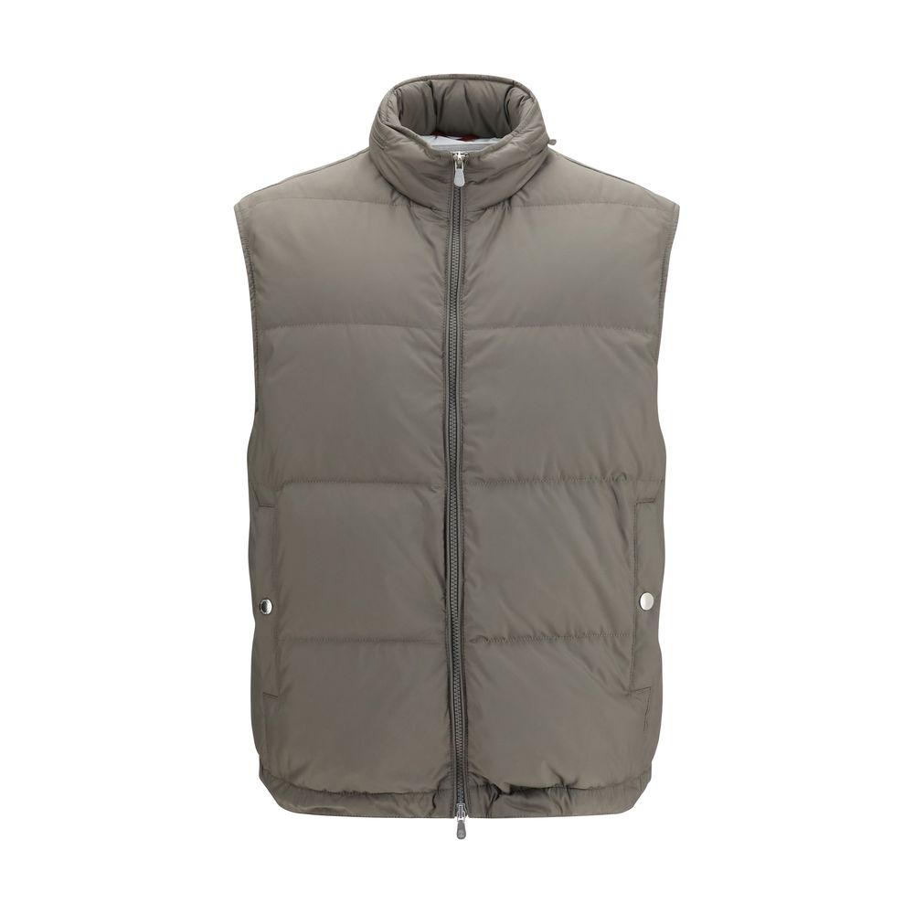 Brunello Cucinelli Gray Polyester Sleeveless Jacket | Regal Royce
