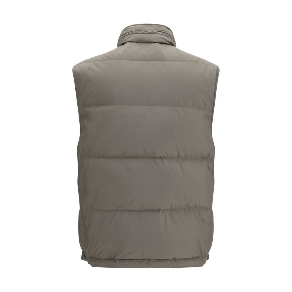 Brunello Cucinelli Gray Polyester Sleeveless Jacket | Regal Royce