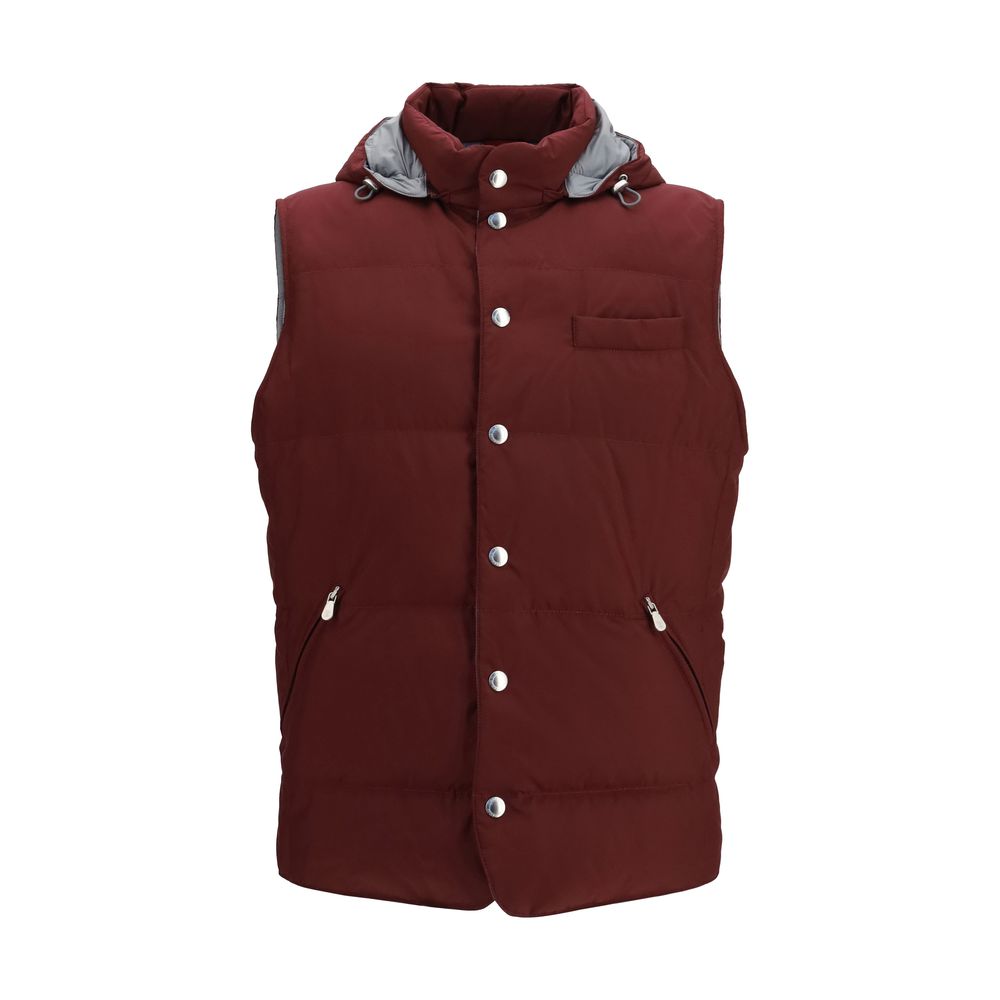 Brunello Cucinelli Bordeaux Polyester Sleeveless Jacket | Regal Royce