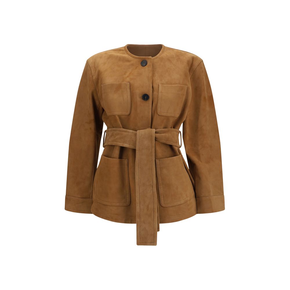 Max Mara Brown Lamb Leather Leather Jacket | Regal Royce