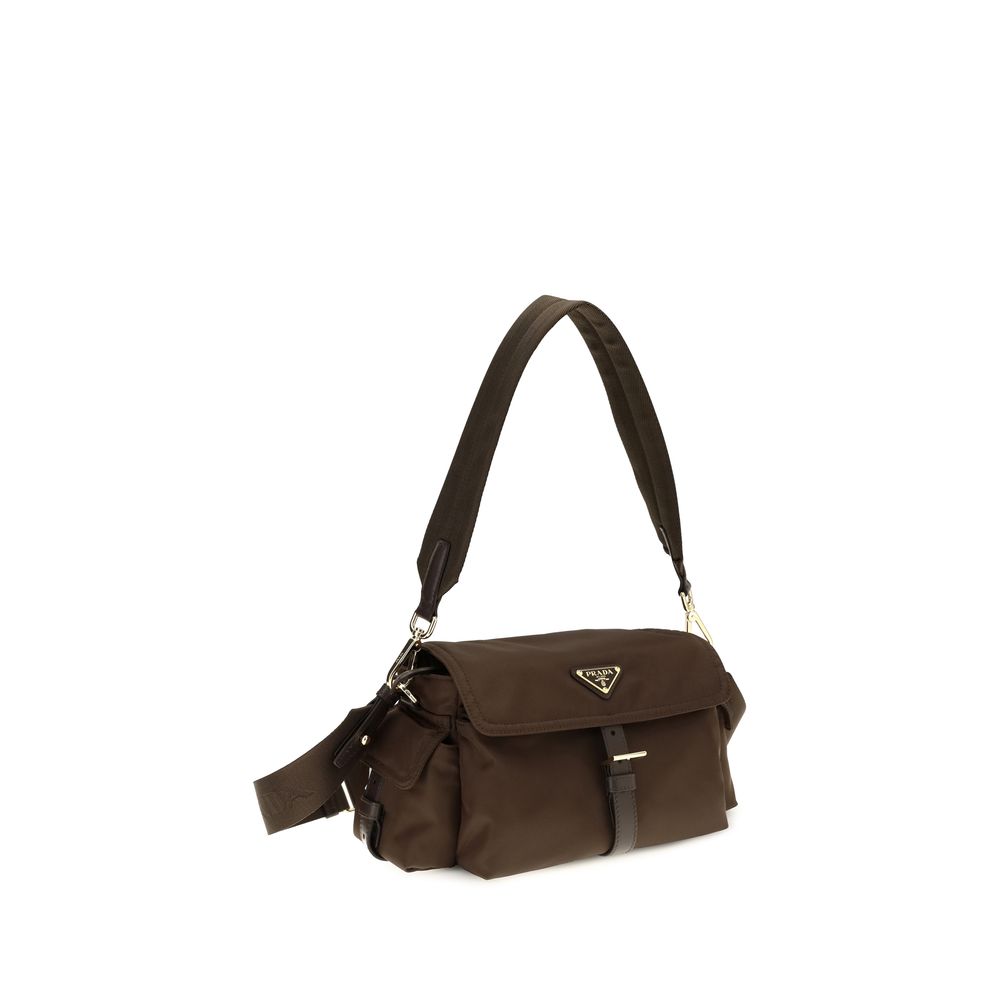 Prada Brown Recycled Polyamide Shoulder Bag | Regal Royce