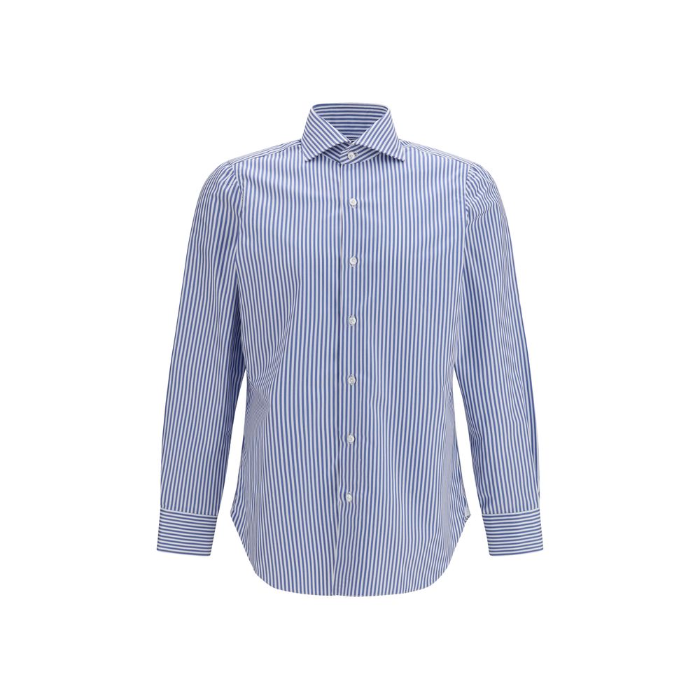 Finamore Blue Cotton Pattern Shirt | Regal Royce