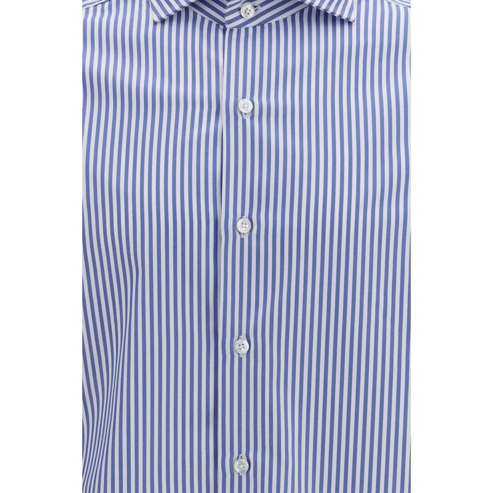Finamore Blue Cotton Pattern Shirt | Regal Royce