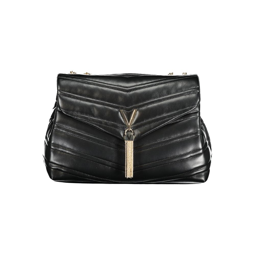 Mario Valentino Nero Polyurethane Women's Bag with Chain Shoulder Strap | Regal Royce