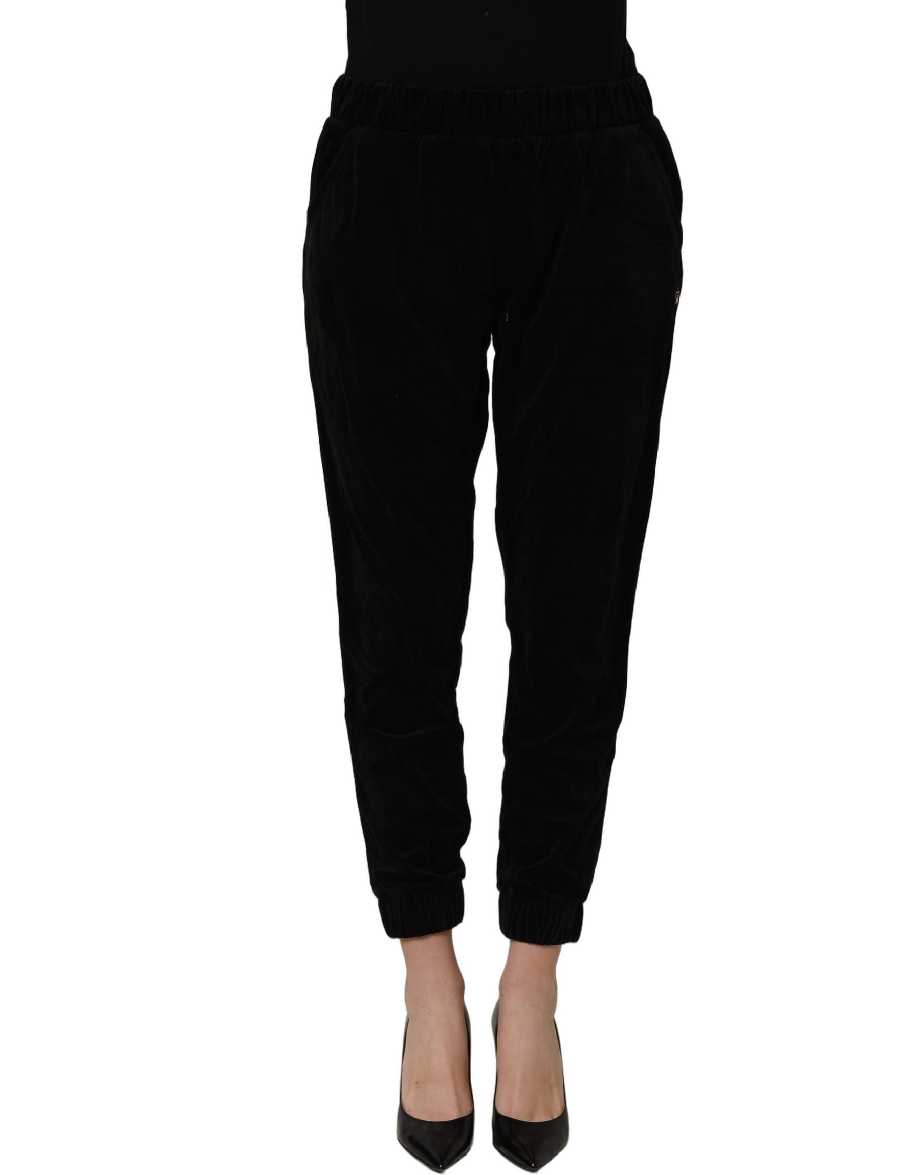 Juicy Couture Dark Gray Mid Waist Tapered Cropped Trouser Pants | Regal Royce
