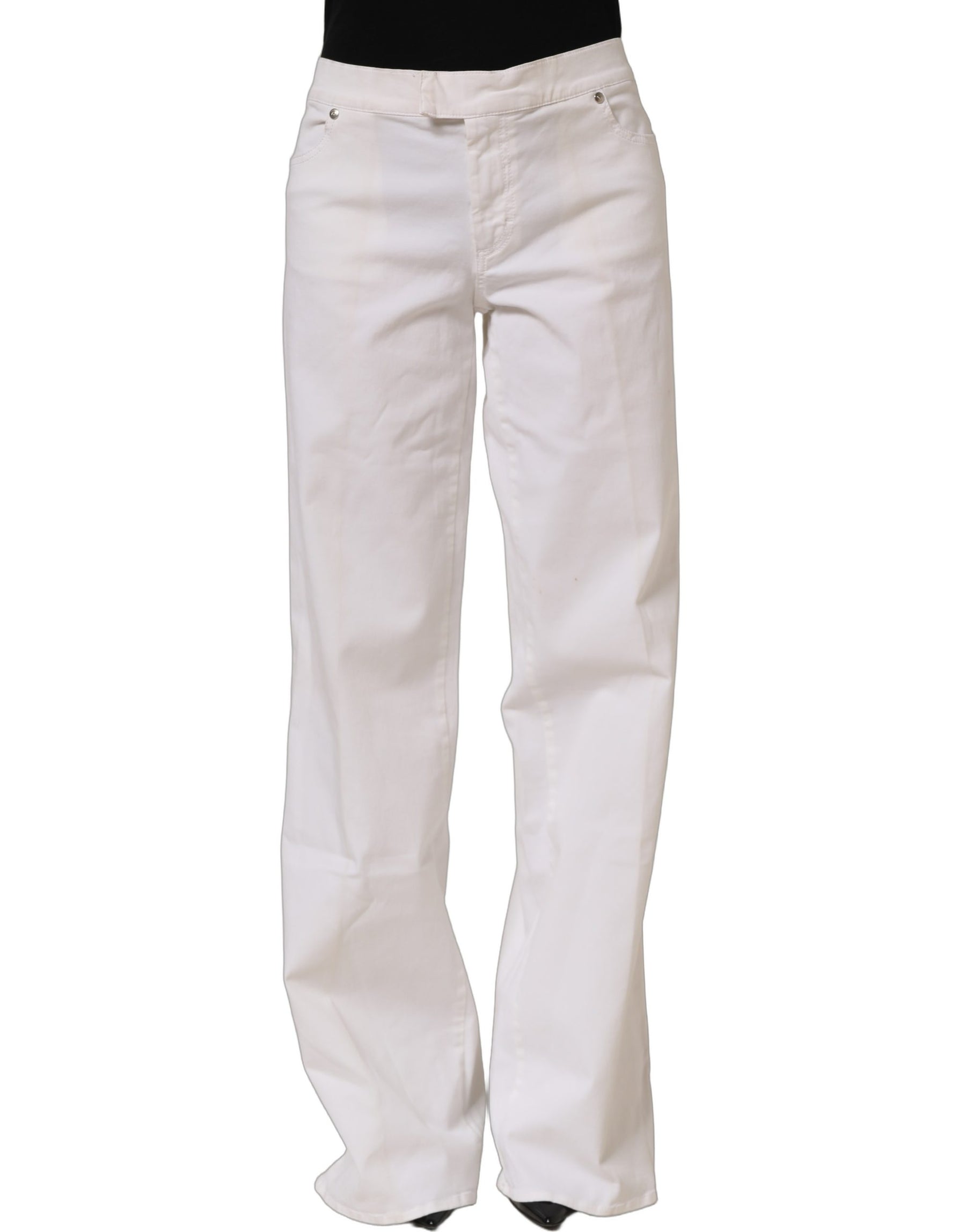 Just Cavalli White High Waist Wide Leg Denim Trouser Jeans | Regal Royce